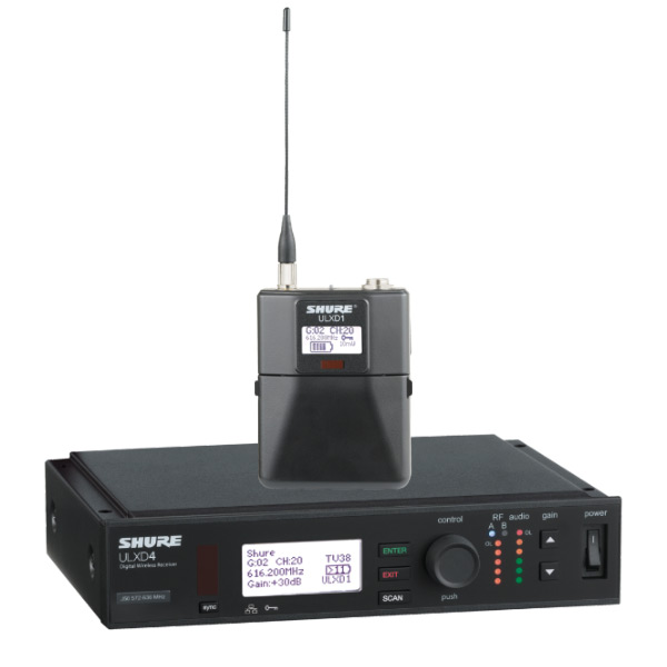 SHURE ULXD14A-V52 Bodypack Wireless System ชุดเครื่องรับ-ส่งไมค์ลอยพกพา ULXD1 Wireless Bodypack Transmitter และ ULXD4 Digital Wireless Receiver