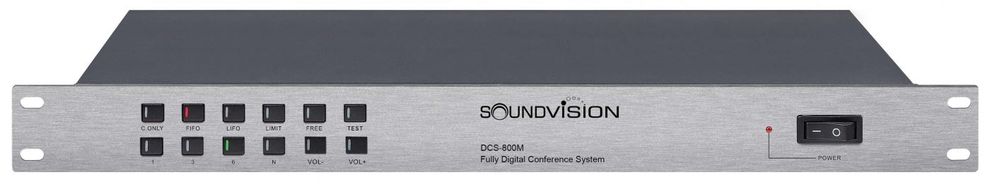 SOUNDVISION DCS-800M เครื่องควบคุมและจ่ายไฟไมโครโฟนชุดประชุมระบบดิจิตอล รองรับการประชุมได้สูงสุด 5,000 ชุด มีฟังก์ชันการทำงาน 6 ฟังก์ชัน DCS 800M