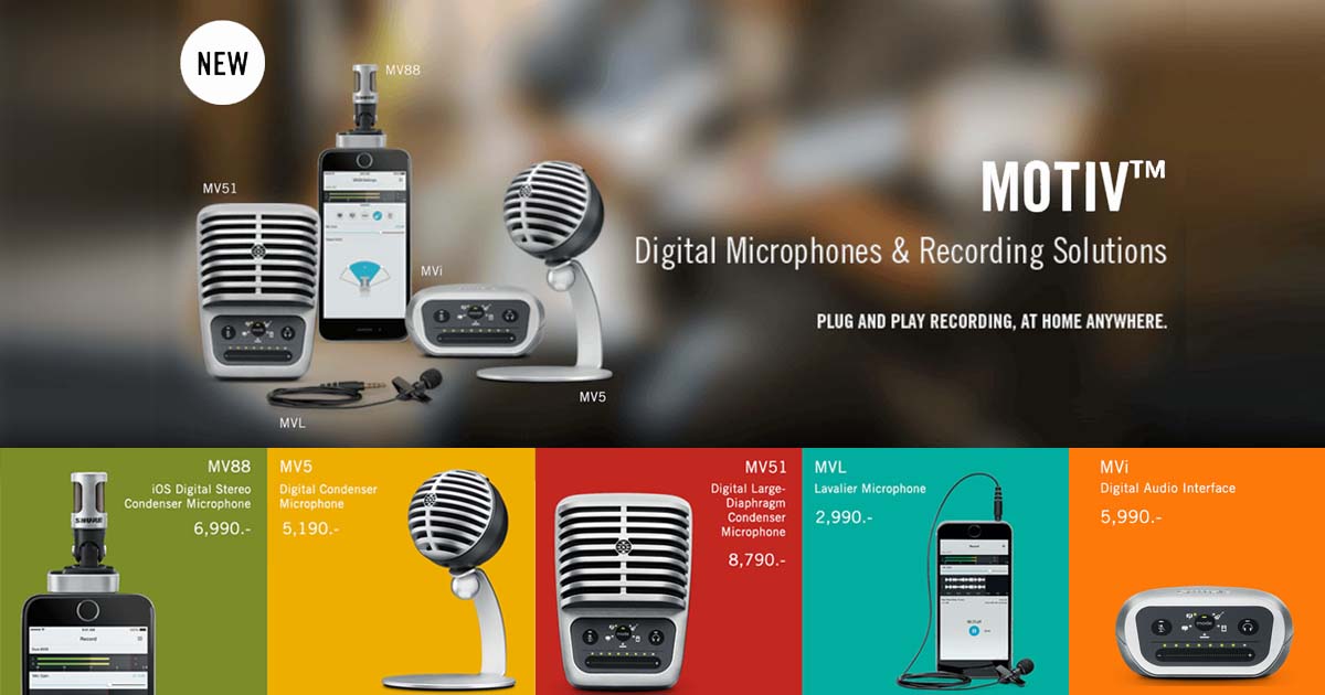 โปรโมชั่น SHURE MOTIV ซีรี่ส์ ไมค์บันทึกเสียง ดิจิตอล ไมโครโฟน สำหรับงานบันทึกเสียง ระดับมืออาชีพ ของแท้ ประกัน 1 ปี ส่งฟรี!! ทั่วประเทศ