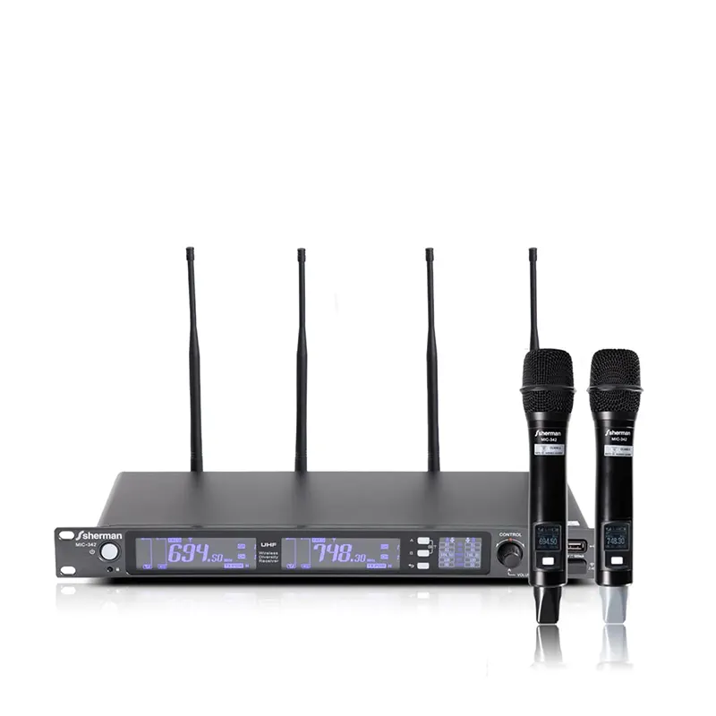 SHERMAN MIC-342 ชุดไมค์ลอยมือถือคู่ แบบ UHF