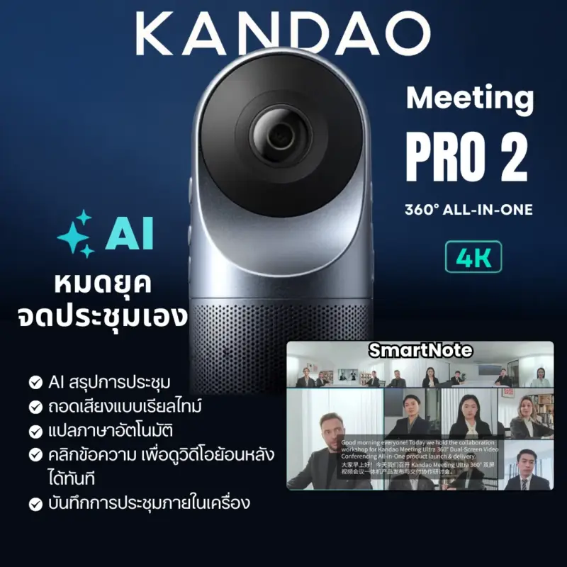 KANDAO MEETING PRO 2 กล้องประชุมออนไลน์ เลนส์ 360 องศา, ระบบเสียงรอบทิศทาง และระบบ Android ในตัว - Image 2